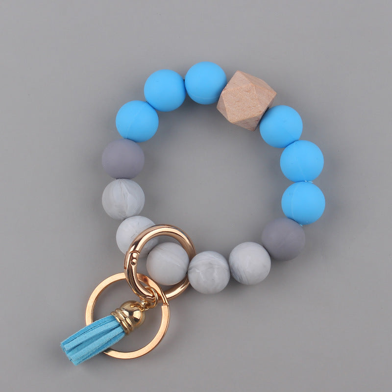 Llavero de muñeca con cuentas de silicona al por mayor